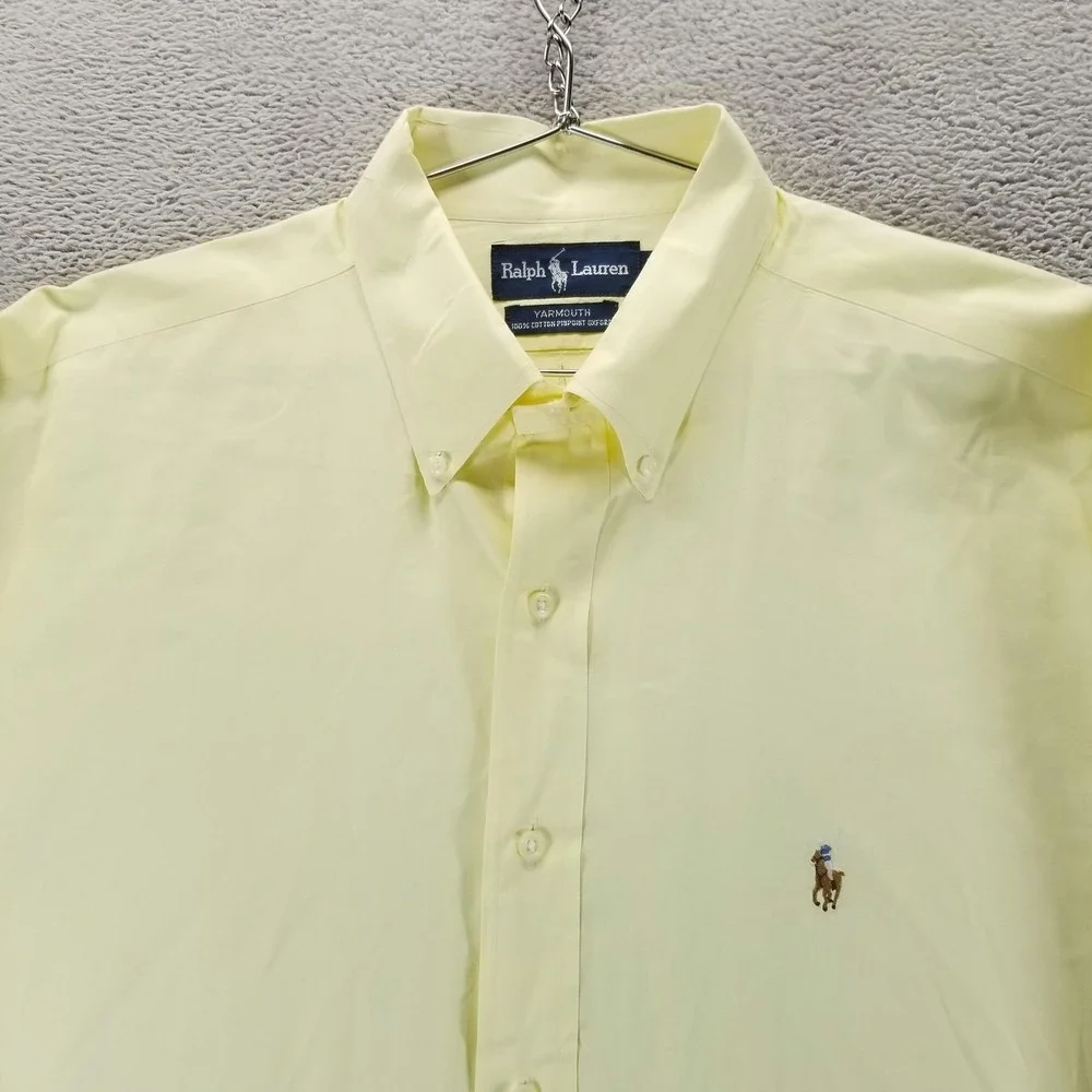 Polo Ralph Lauren Shirt Mens 17 37 Yellow Yarmouth‎ Pinpoint Oxford Button Down